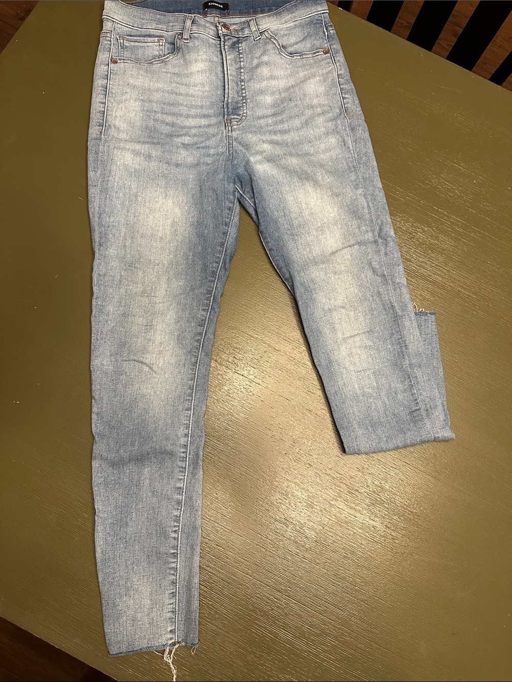 Express Light Blue Ankle Crop Stretch Skinny Jeans